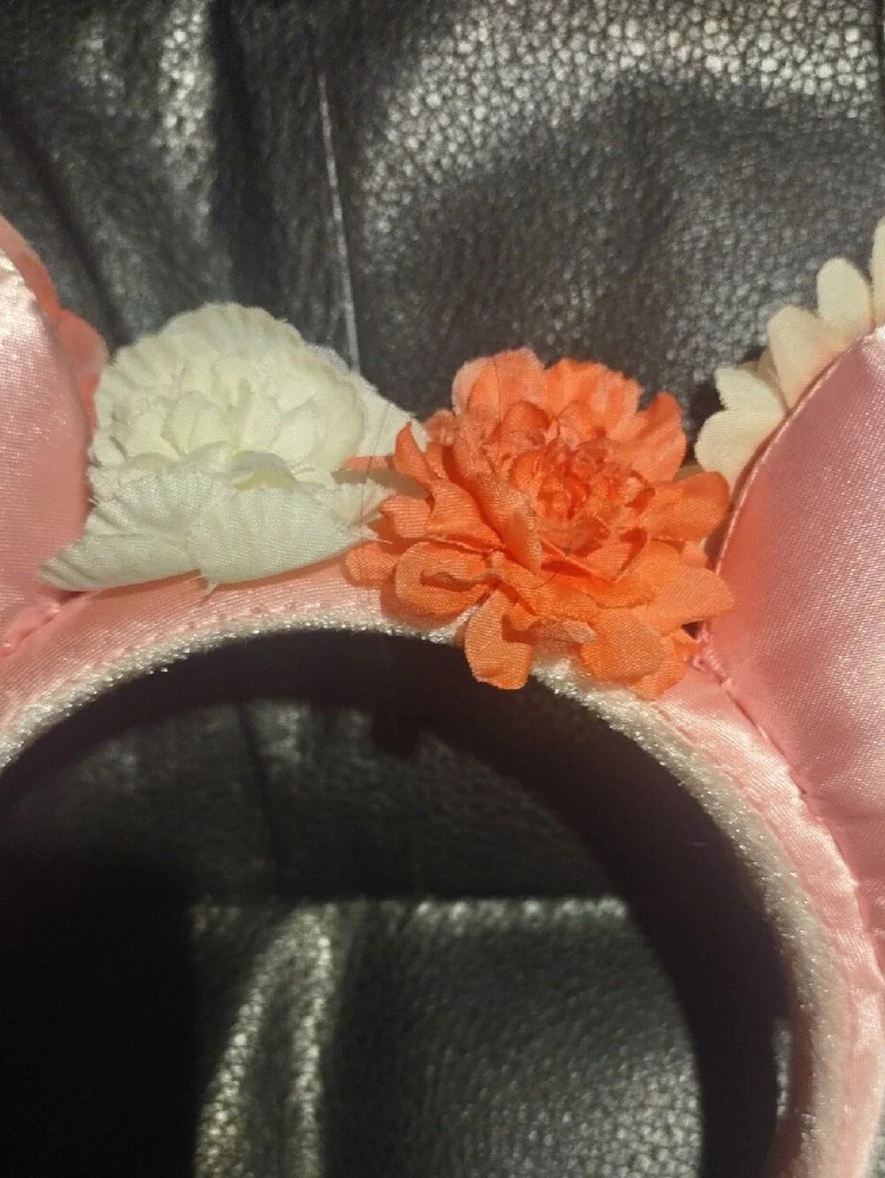 Disney Parks Floral Mouse Ear Headband - Coral & Cream